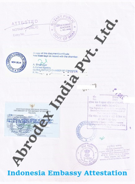 Bill of Lading Attestation from Indonesia Embassy in India