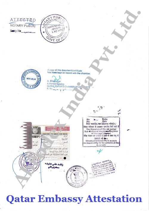 Bill of Lading Attestation from Qatar Embassy in India