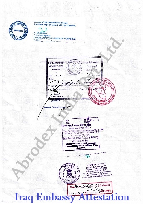 Certificate Attestation for Iraq in India