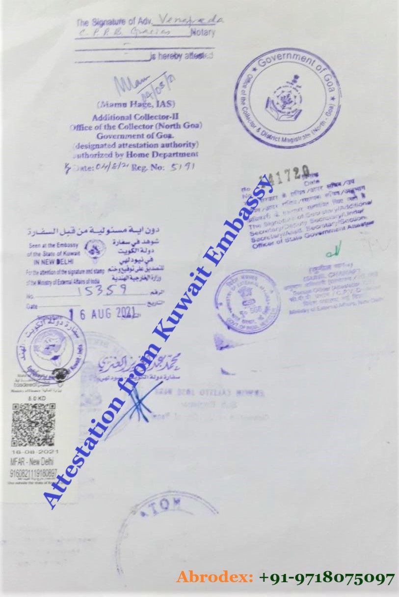Certificate Attestation for Kuwait in India