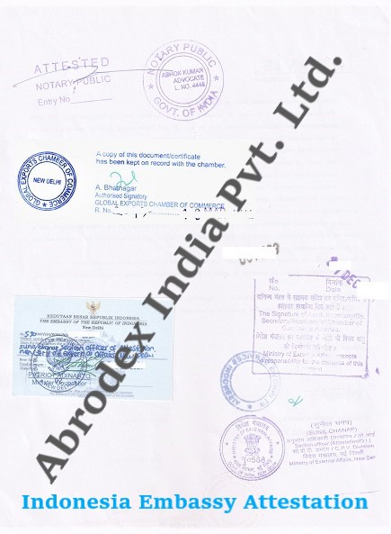 Certificate of Origin Attestation from Indonesia Embassy in India