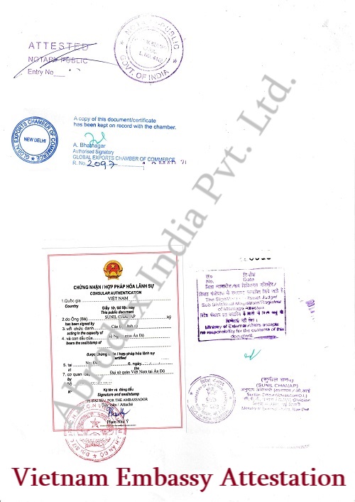 Certificate of Origin Attestation from Vietnam Embassy in India