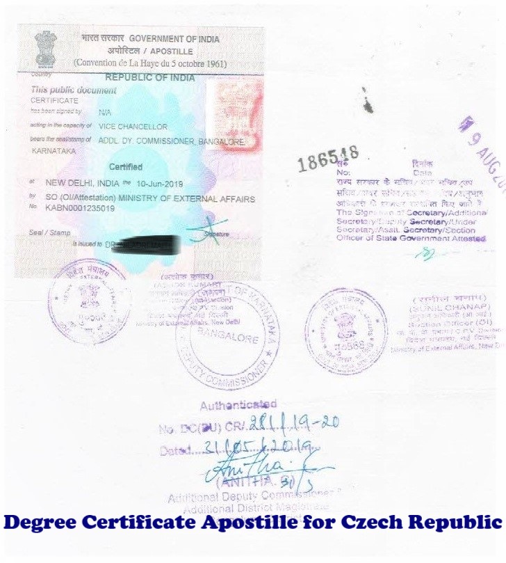 Degree Certificate Apostille for Czechoslovakia