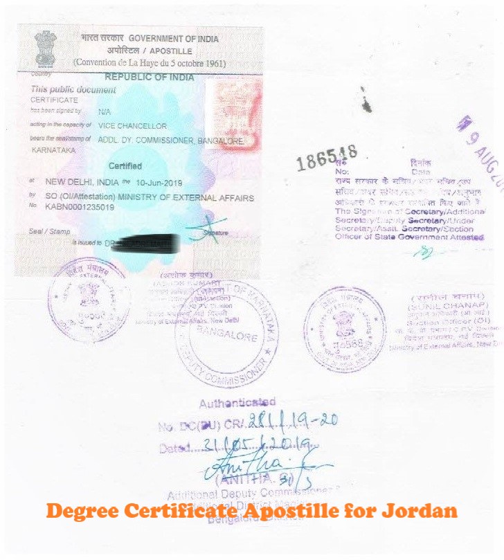 Degree Certificate Apostille for Jordan