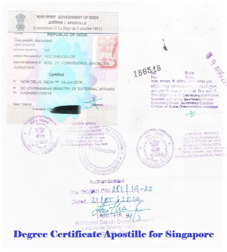 Degree Certificate Apostille for Singapore