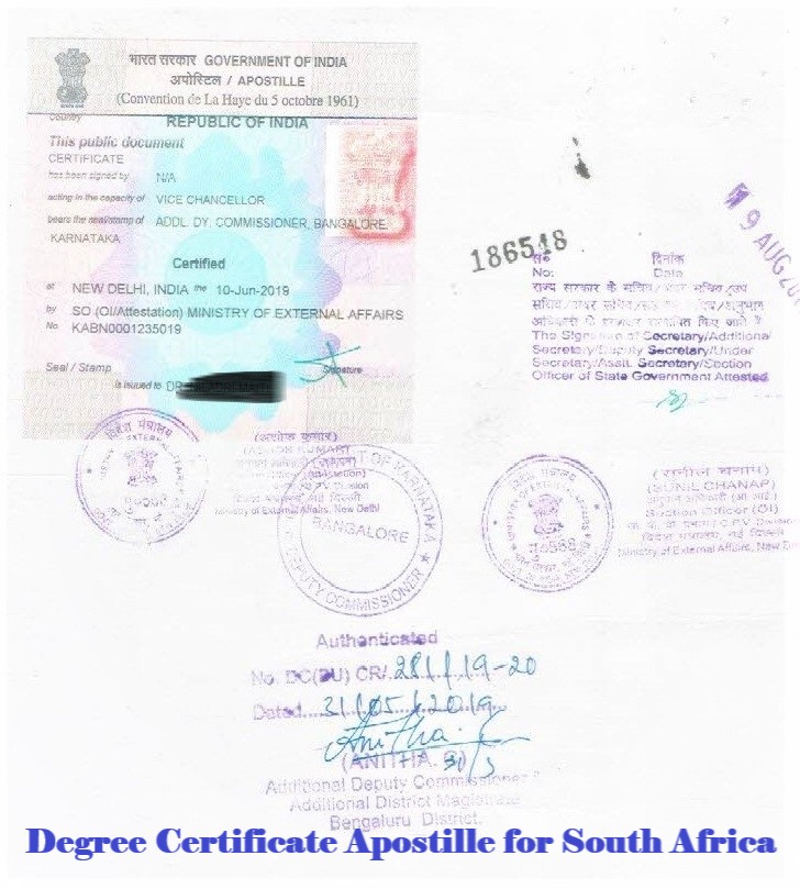 Degree Certificate Apostille for South Africa