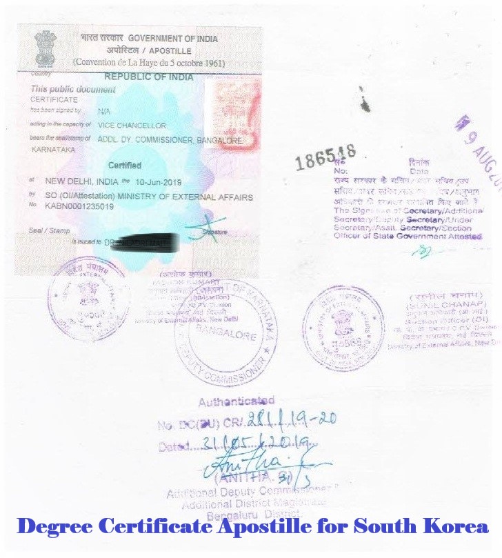 Degree Certificate Apostille for South Korea