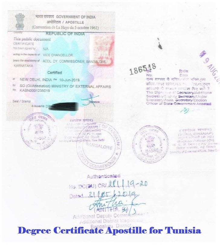 Degree Certificate Apostille for Tunisia