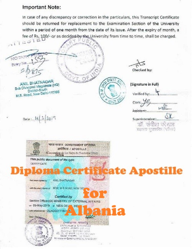 Diploma Certificate Apostille for Albania