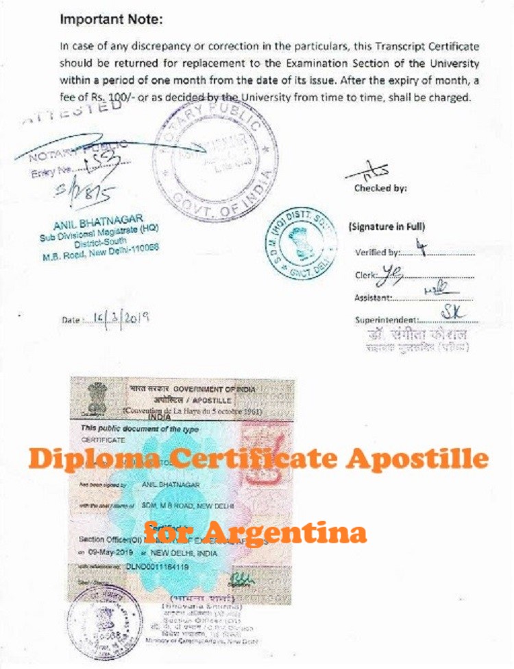 Diploma Certificate Apostille for Argentina