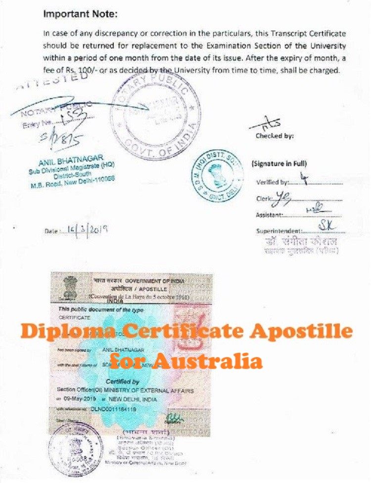 Diploma Certificate Apostille for Australia