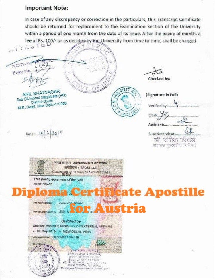 Diploma Certificate Apostille for Austria