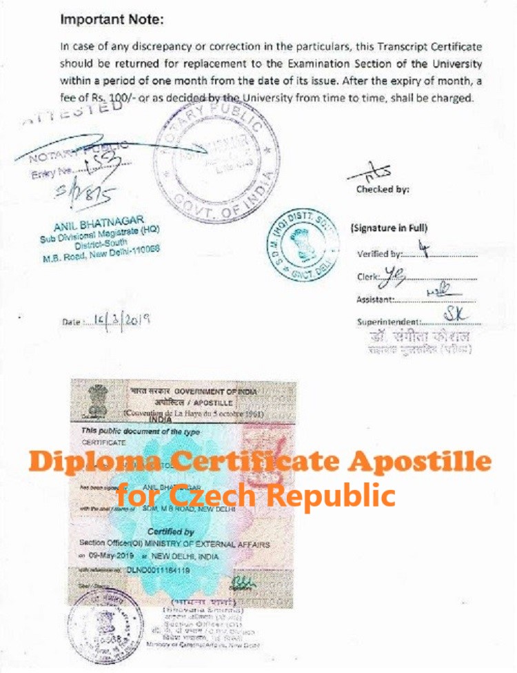 Diploma Certificate Apostille for Czechia