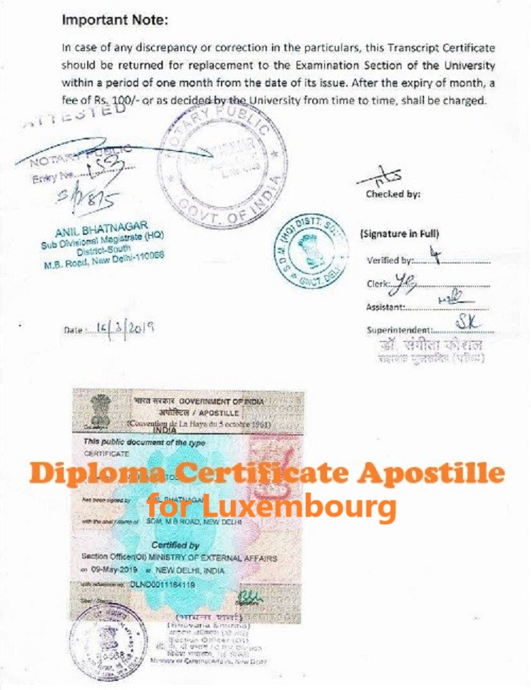 Diploma Certificate Apostille for Luxembourg