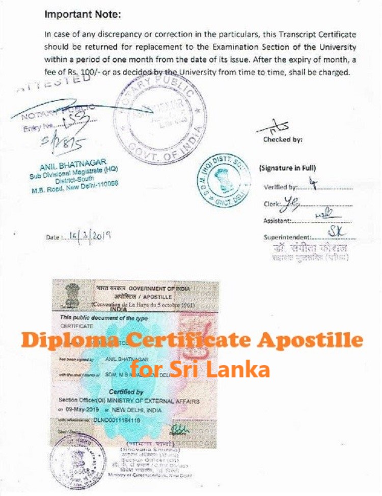 Diploma Certificate Apostille for Sri Lanka