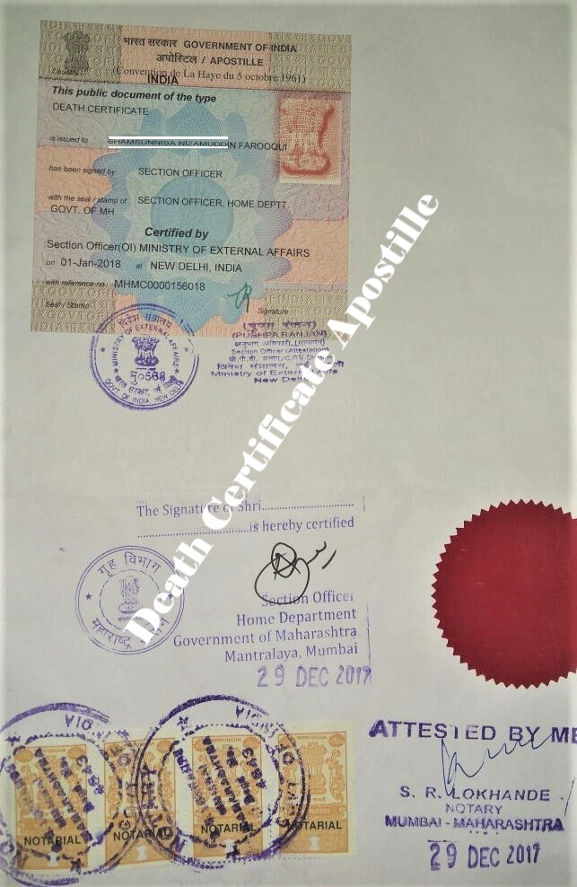 Death Certificate Apostille in India