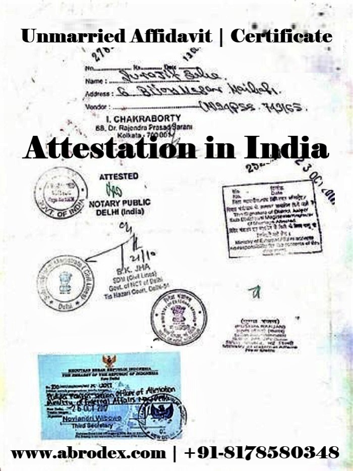 Unmarried Affidavit Attestation in India